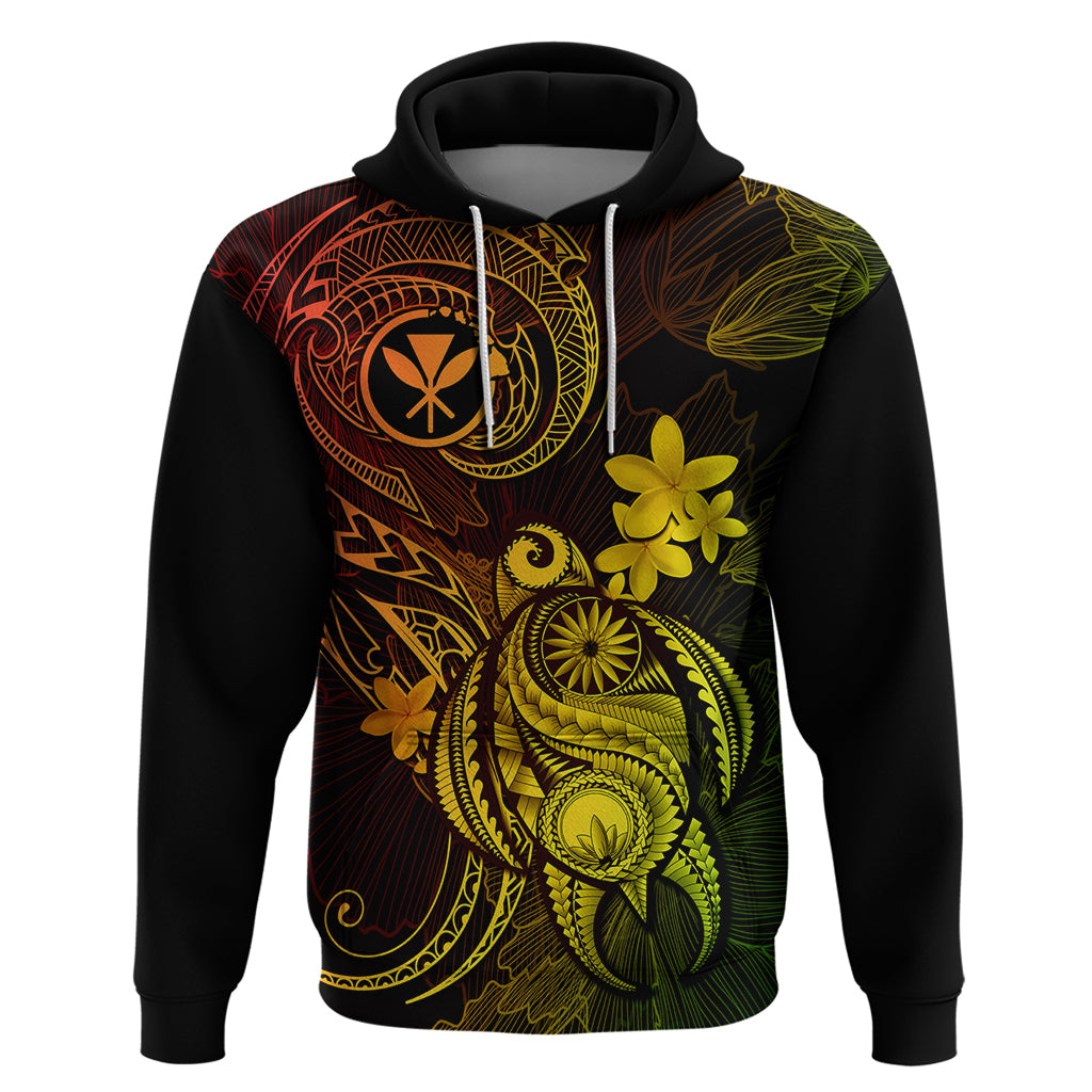 Hawaii Hoodie Turtle Mix Polynesian Plumeria Reggae Version LT14 Pullover Hoodie Reggae - Polynesian Pride