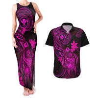 Hawaii Couples Matching Tank Maxi Dress and Hawaiian Shirt Turtle Mix Polynesian Plumeria Pink Version LT14 Pink - Polynesian Pride