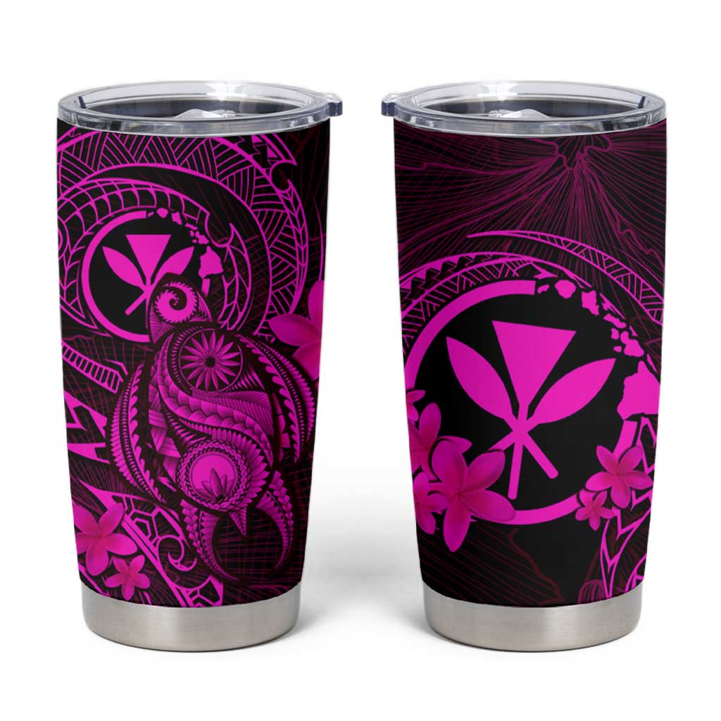 Hawaii Tumbler Cup Turtle Mix Polynesian Plumeria Pink Version