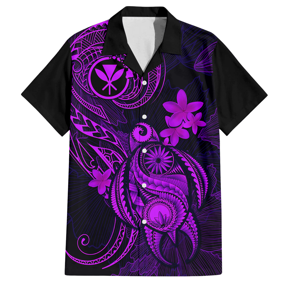 Hawaii Family Matching Off Shoulder Maxi Dress and Hawaiian Shirt Turtle Mix Polynesian Plumeria Purple Version LT14 Dad's Shirt - Short Sleeve Purple - Polynesian Pride