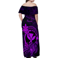 Hawaii Family Matching Off Shoulder Maxi Dress and Hawaiian Shirt Turtle Mix Polynesian Plumeria Purple Version LT14 - Polynesian Pride