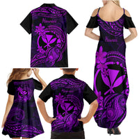 Hawaii Family Matching Summer Maxi Dress and Hawaiian Shirt Turtle Mix Polynesian Plumeria Purple Version LT14 - Polynesian Pride
