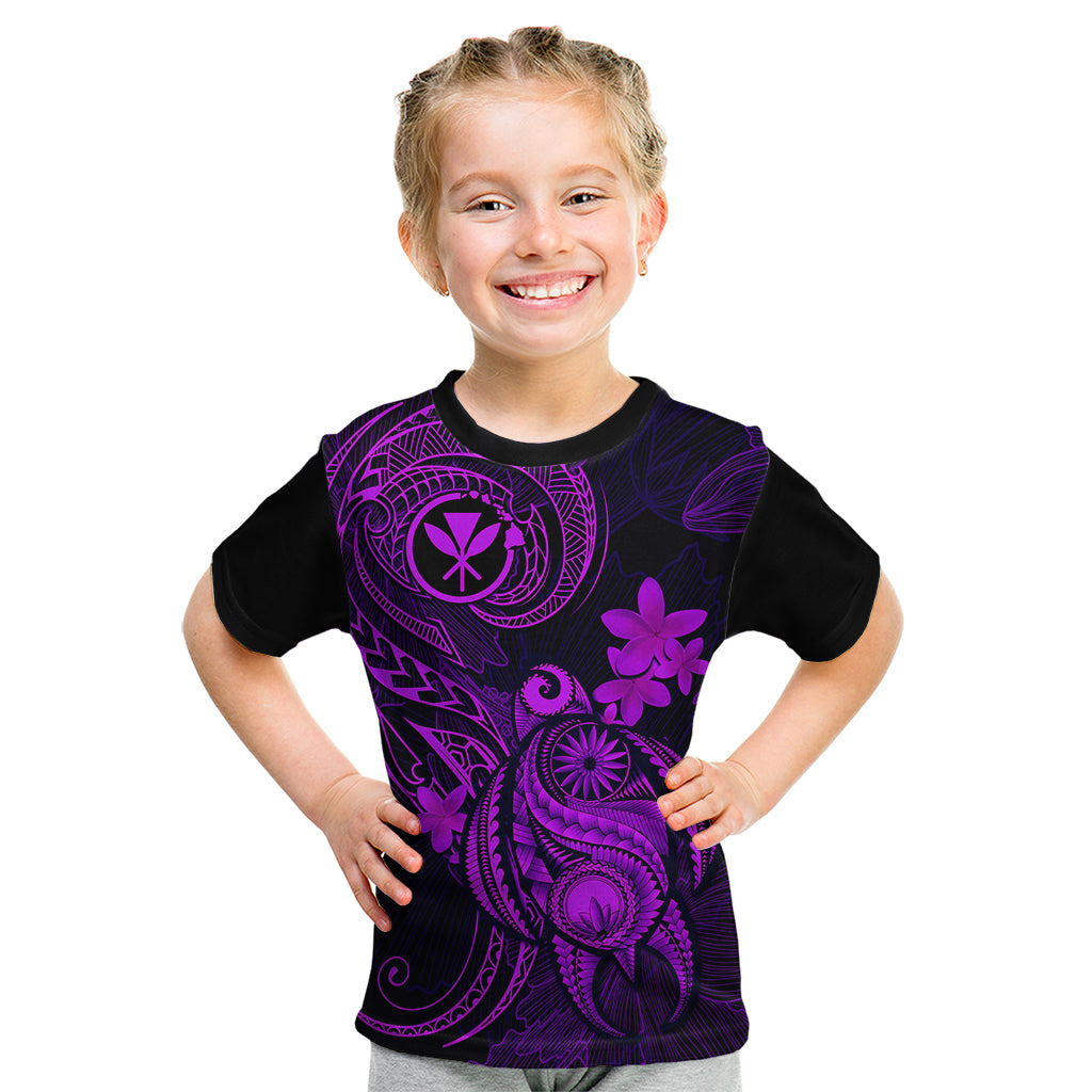 Hawaii Kid T Shirt Turtle Mix Polynesian Plumeria Purple Version LT14 Purple - Polynesian Pride
