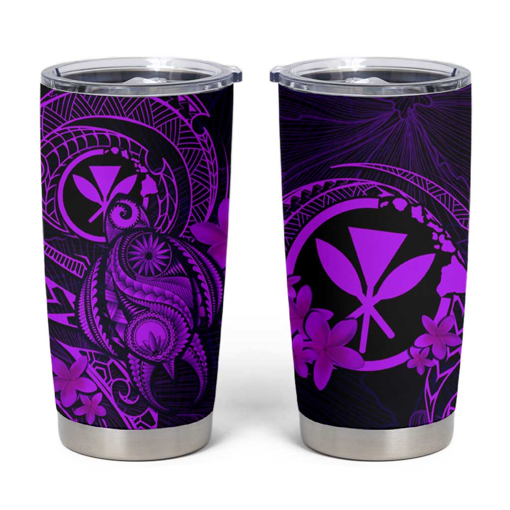 Hawaii Tumbler Cup Turtle Mix Polynesian Plumeria Purple Version