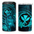 Hawaii 4 in 1 Can Cooler Tumbler Turtle Mix Polynesian Plumeria Turquoise Version