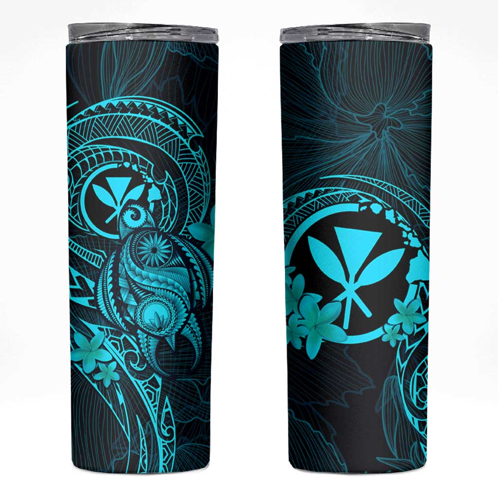 Hawaii Skinny Tumbler Turtle Mix Polynesian Plumeria Turquoise Version