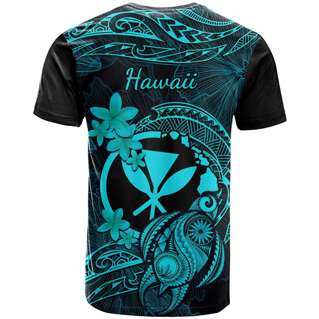 Hawaii T Shirt Turtle Mix Polynesian Plumeria Turquoise Version LT14 - Polynesian Pride