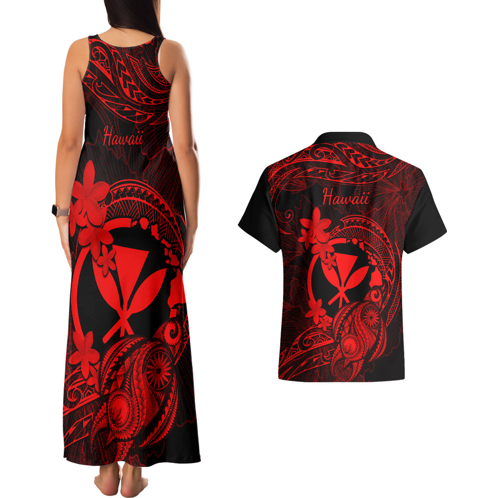 hawaii-couples-matching-tank-maxi-dress-and-hawaiian-shirt-turtle-mix-polynesian-plumeria-red-version