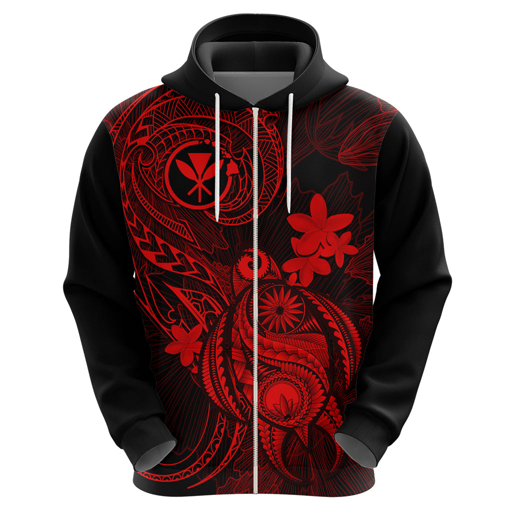 Hawaii Hoodie Turtle Mix Polynesian Plumeria Red Version LT14 - Polynesian Pride