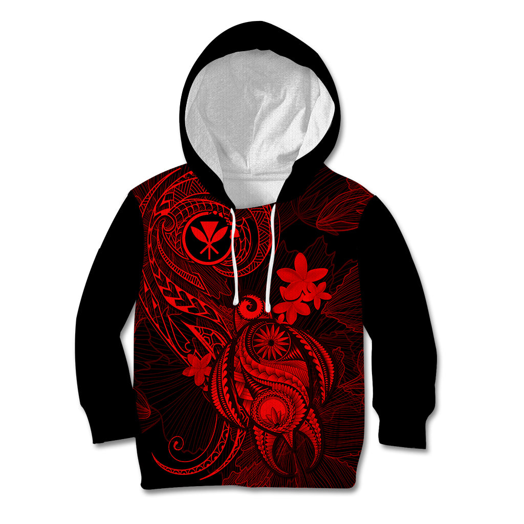 Hawaii Kid Hoodie Turtle Mix Polynesian Plumeria Red Version LT14 Red - Polynesian Pride