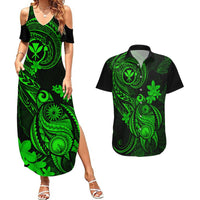hawaii-couples-matching-summer-maxi-dress-and-hawaiian-shirt-turtle-mix-polynesian-plumeria-green-version