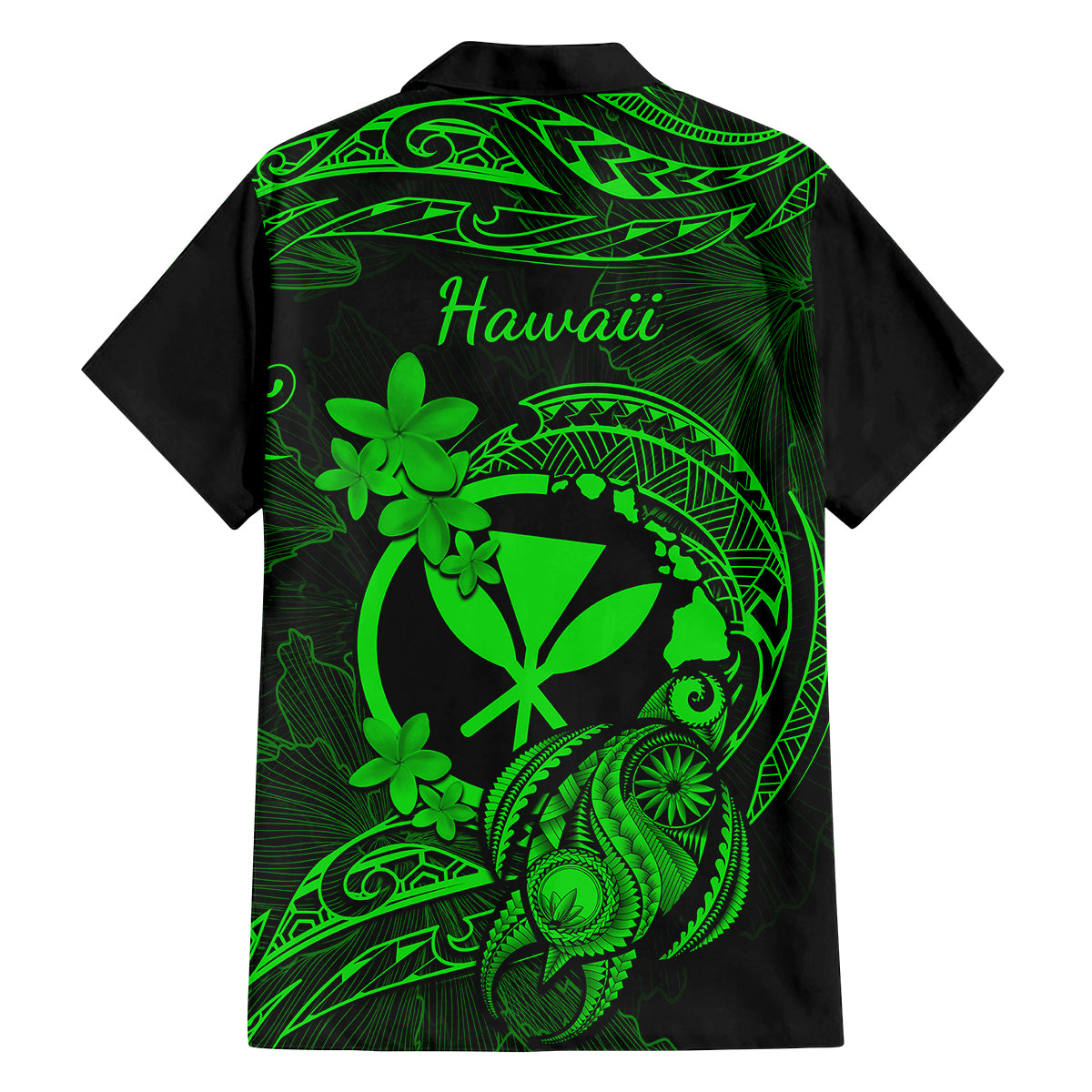 hawaii-family-matching-summer-maxi-dress-and-hawaiian-shirt-turtle-mix-polynesian-plumeria-green-version