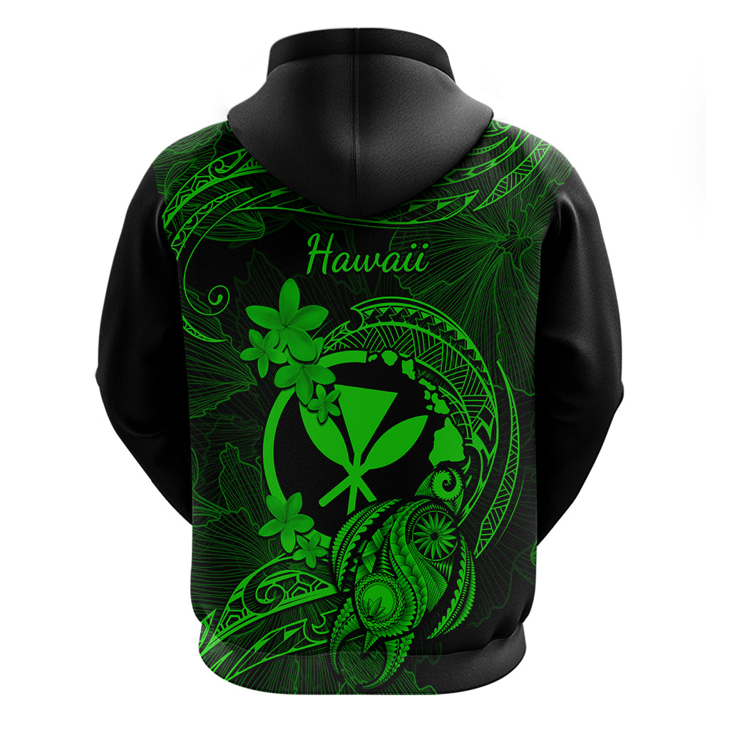 Hawaii Hoodie Turtle Mix Polynesian Plumeria Green Version LT14 - Polynesian Pride