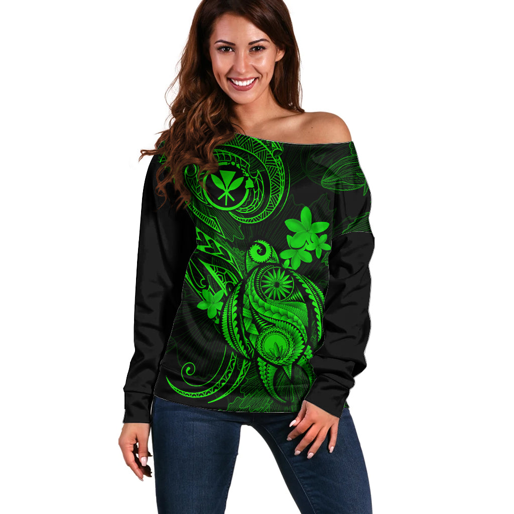 hawaii-off-shoulder-sweater-turtle-mix-polynesian-plumeria-green-version