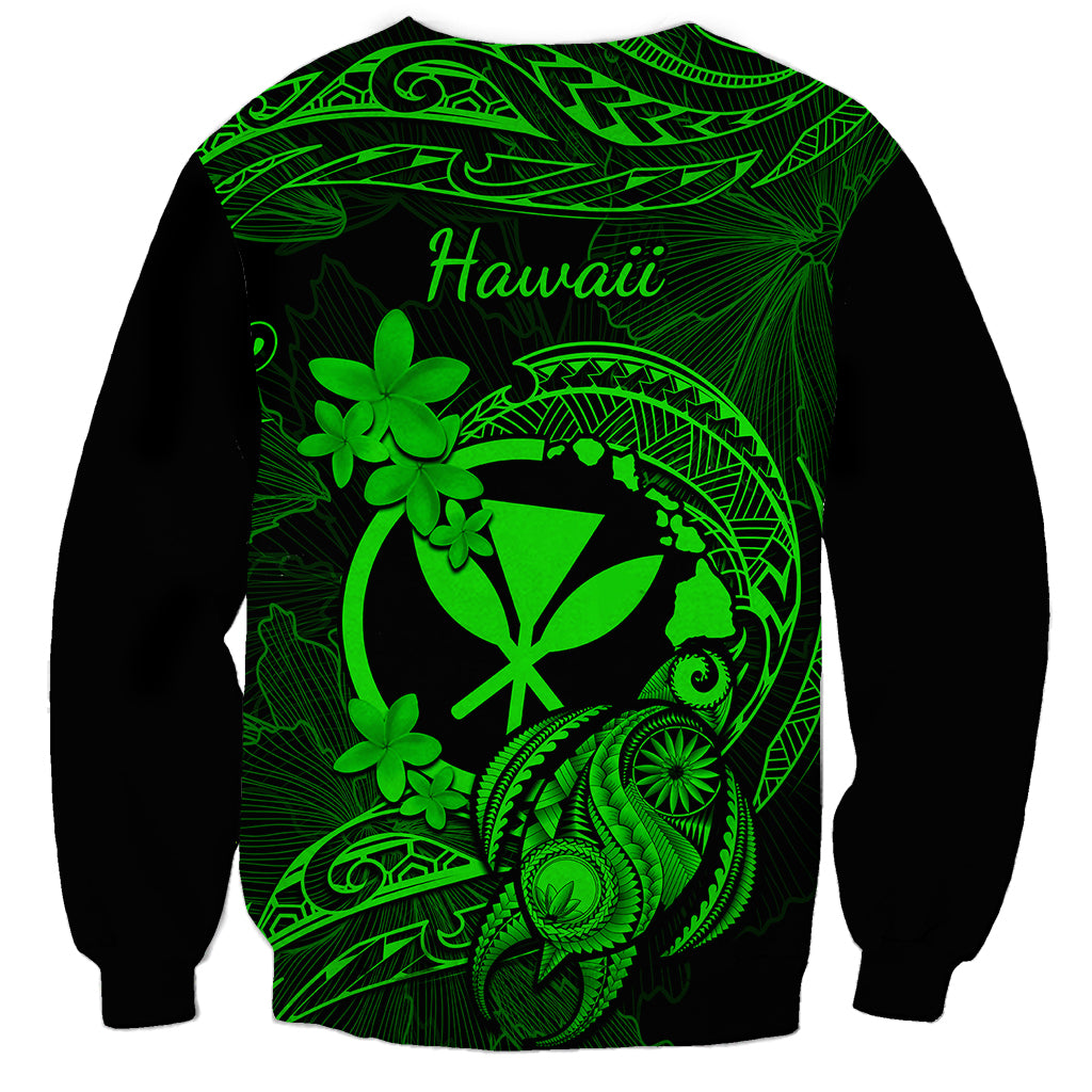 hawaii-sweatshirt-turtle-mix-polynesian-plumeria-green-version