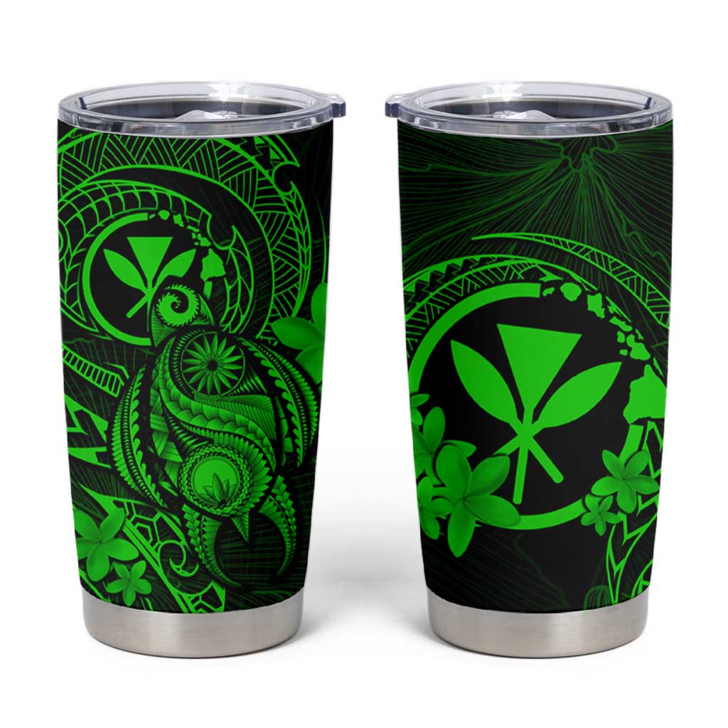 Hawaii Tumbler Cup Turtle Mix Polynesian Plumeria Green Version