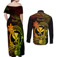 hawaii-couples-matching-off-shoulder-maxi-dress-and-long-sleeve-button-shirts-ukulele-mix-polynesian-plumeria-reggae-version