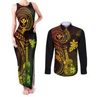 hawaii-couples-matching-tank-maxi-dress-and-long-sleeve-button-shirts-ukulele-mix-polynesian-plumeria-reggae-version