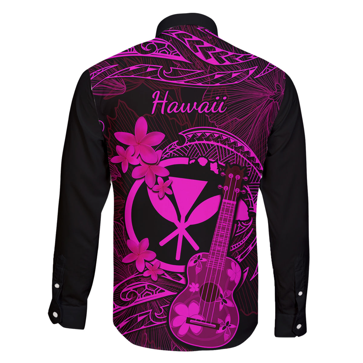 Hawaii Family Matching Puletasi Dress and Hawaiian Shirt Ukulele Mix Polynesian Plumeria Pink Version LT14 - Polynesian Pride