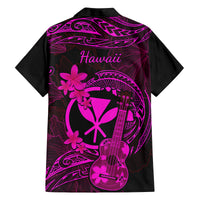 hawaii-family-matching-short-sleeve-bodycon-dress-and-hawaiian-shirt-ukulele-mix-polynesian-plumeria-pink-version