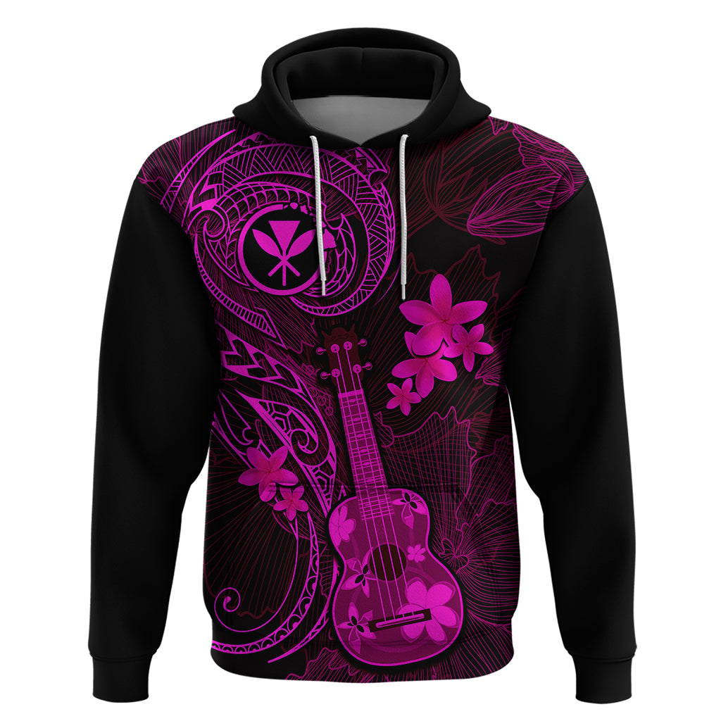 Hawaii Hoodie Ukulele Mix Polynesian Plumeria Pink Version LT14 Pullover Hoodie Pink - Polynesian Pride