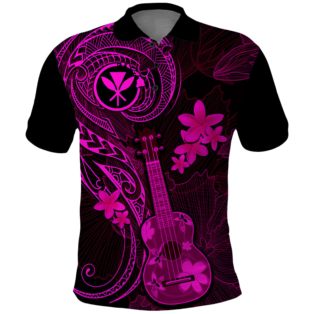 Hawaii Polo Shirt Ukulele Mix Polynesian Plumeria Pink Version LT14 Pink - Polynesian Pride