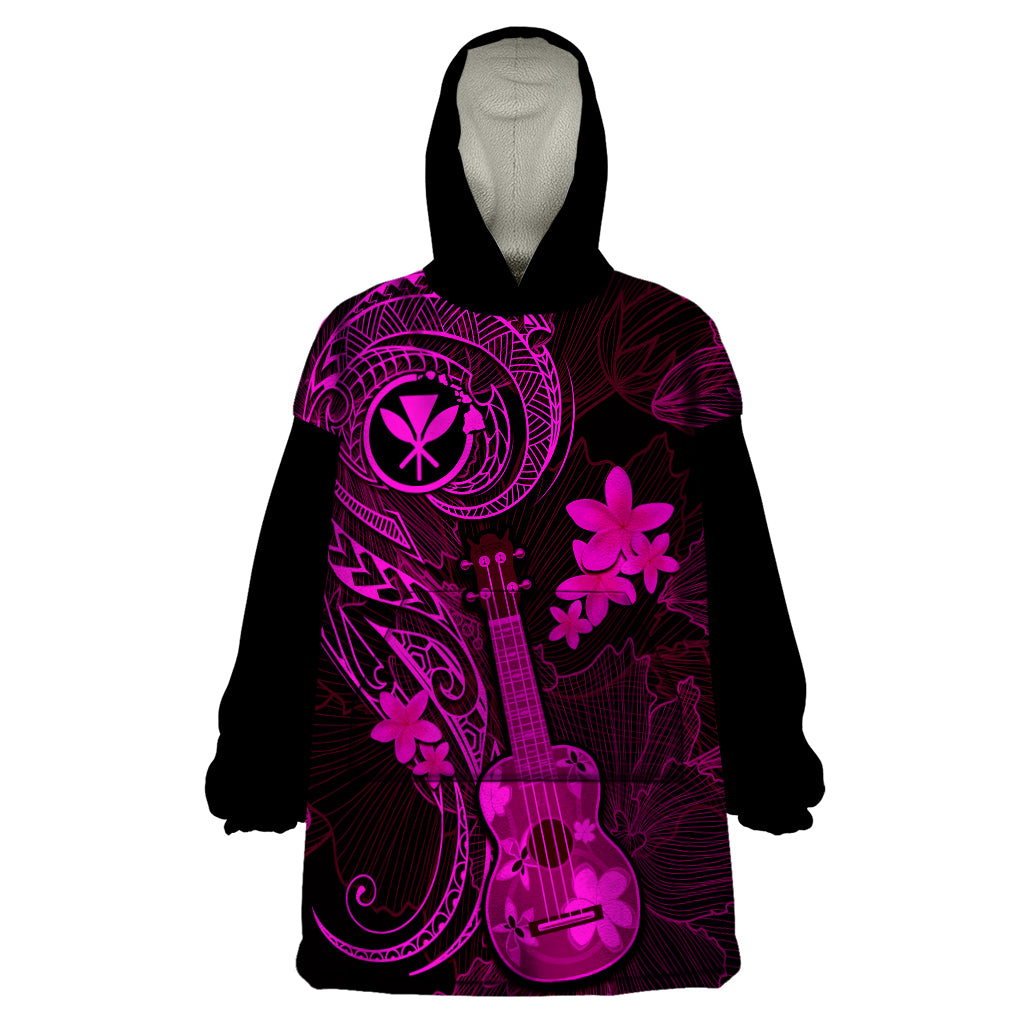 hawaii-wearable-blanket-hoodie-ukulele-mix-polynesian-plumeria-pink-version