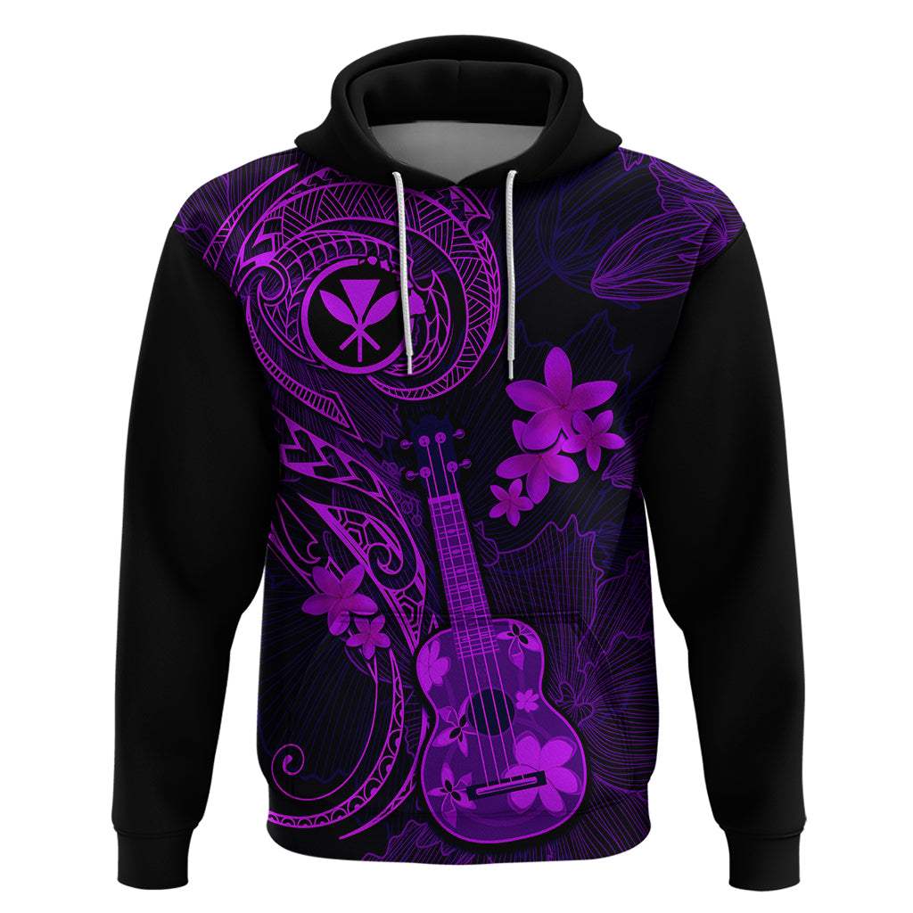 Hawaii Hoodie Ukulele Mix Polynesian Plumeria Purple Version LT14 Pullover Hoodie Purple - Polynesian Pride