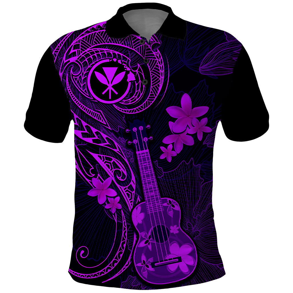 Hawaii Polo Shirt Ukulele Mix Polynesian Plumeria Purple Version LT14 Purple - Polynesian Pride