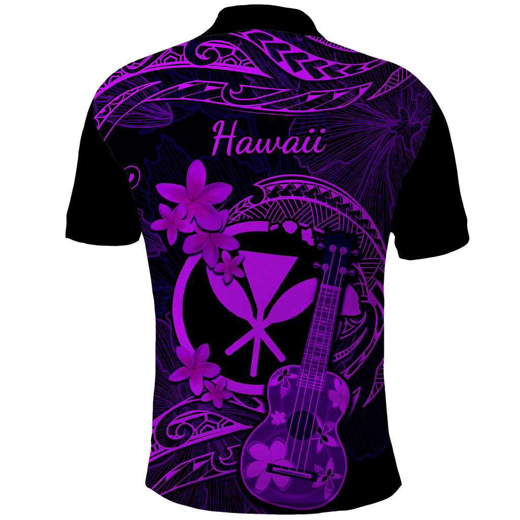 Hawaii Polo Shirt Ukulele Mix Polynesian Plumeria Purple Version LT14 - Polynesian Pride