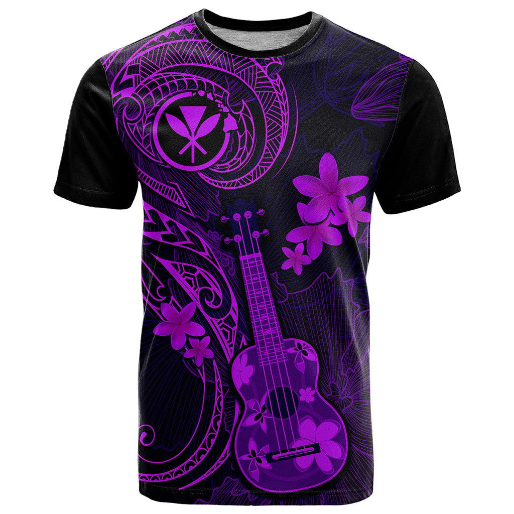 Hawaii T Shirt Ukulele Mix Polynesian Plumeria Purple Version LT14 Purple - Polynesian Pride