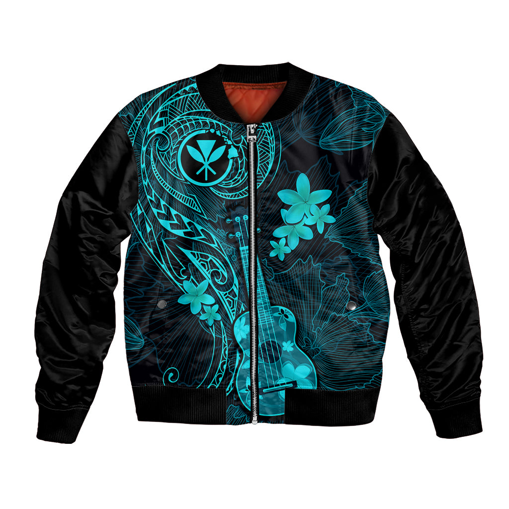 hawaii-bomber-jacket-ukulele-mix-polynesian-plumeria-turquoise-version