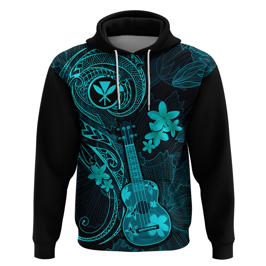 Hawaii Hoodie Ukulele Mix Polynesian Plumeria Turquoise Version LT14 Pullover Hoodie Turquoise - Polynesian Pride