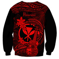 hawaii-sweatshirt-ukulele-mix-polynesian-plumeria-red-version
