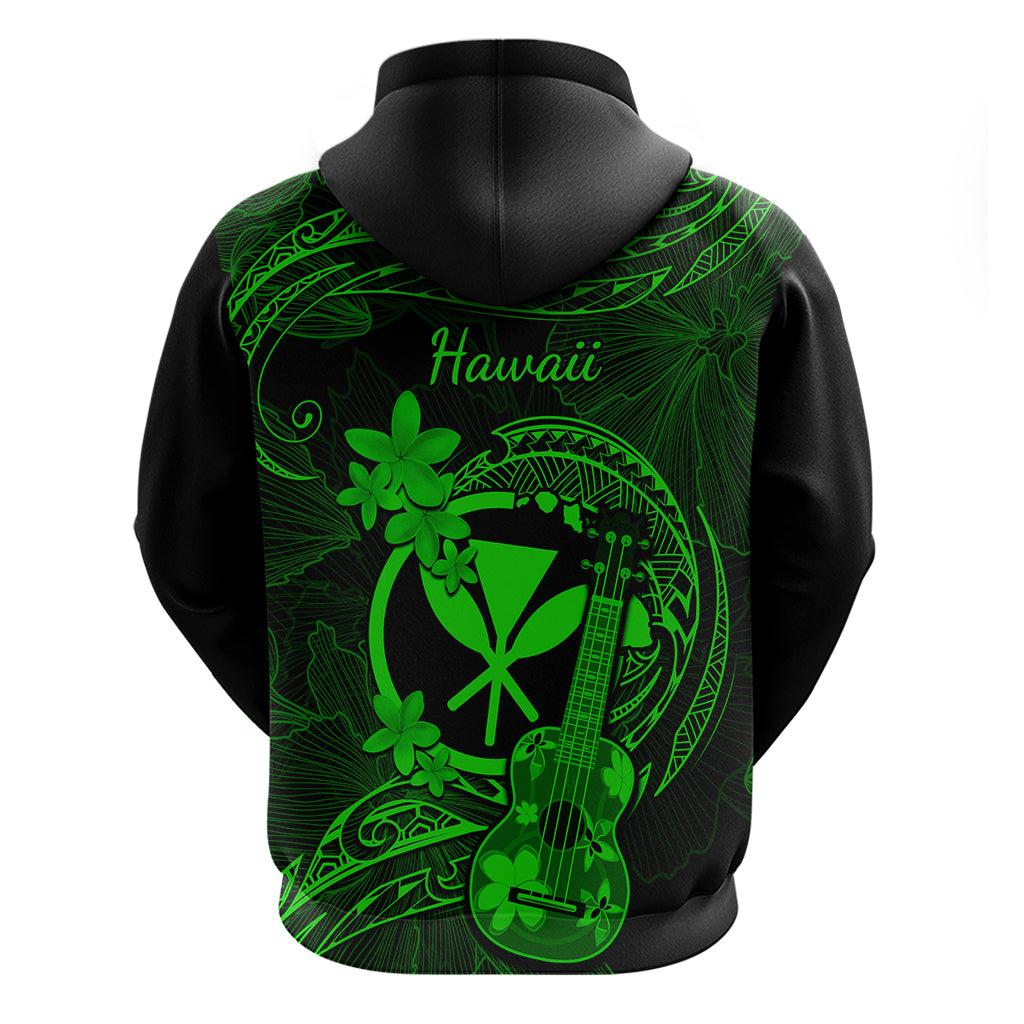 Hawaii Hoodie Ukulele Mix Polynesian Plumeria Green Version LT14 - Polynesian Pride