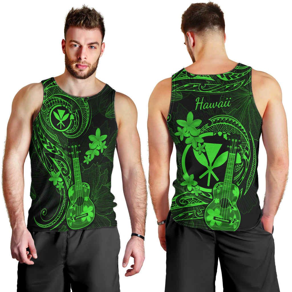 hawaii-men-tank-top-ukulele-mix-polynesian-plumeria-green-version