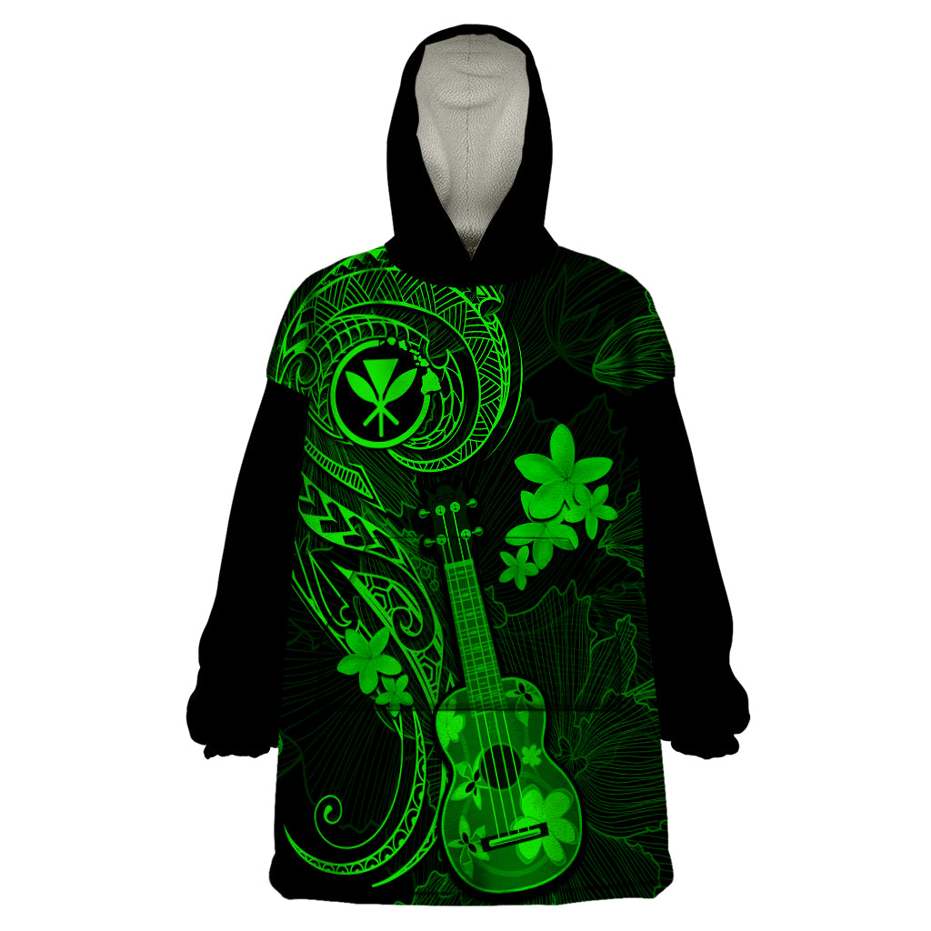 hawaii-wearable-blanket-hoodie-ukulele-mix-polynesian-plumeria-green-version