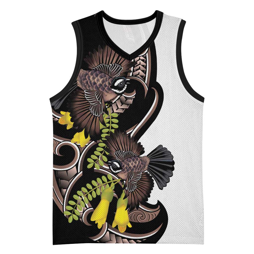 New Zealand Valentines Day Basketball Jersey Piwakawaka Lovers Maori Koru Tattoo LT14 Unisex Black - Polynesian Pride