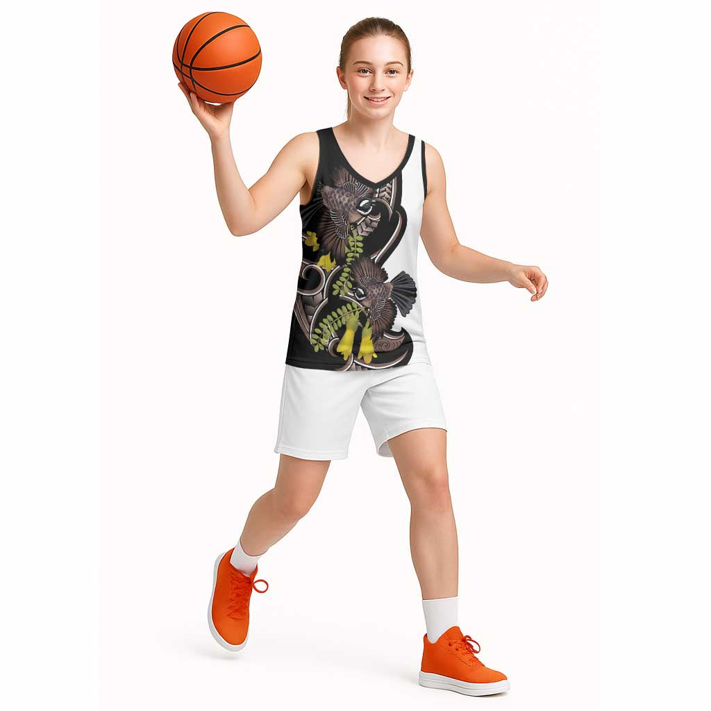 New Zealand Valentines Day Basketball Jersey Piwakawaka Lovers Maori Koru Tattoo LT14 - Polynesian Pride