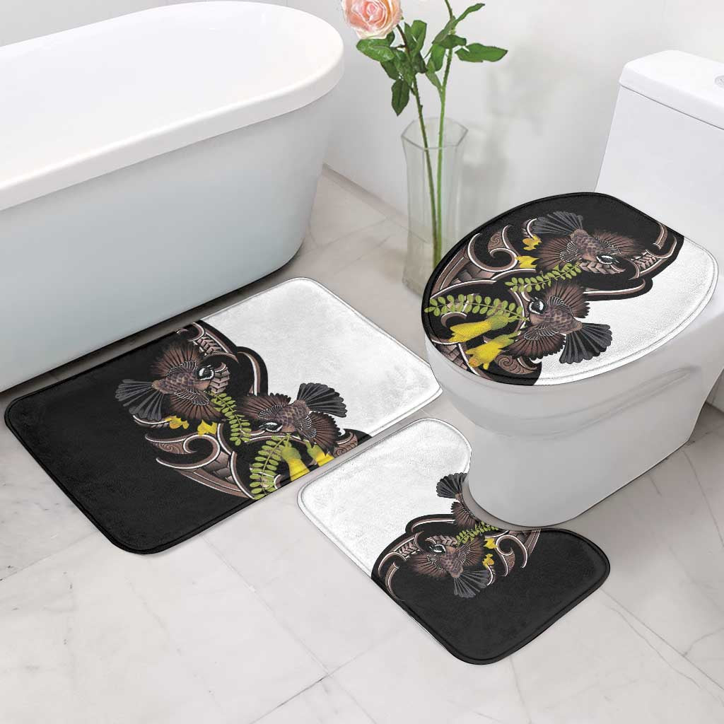 New Zealand Valentines Day Bathroom Set Piwakawaka Lovers Maori Koru Tattoo - Polynesian Pride