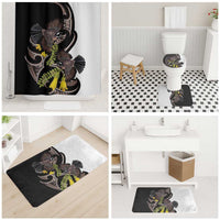 New Zealand Valentines Day Bathroom Set Piwakawaka Lovers Maori Koru Tattoo - Polynesian Pride