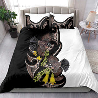 New Zealand Valentines Day Bedding Set Piwakawaka Lovers Maori Koru Tattoo - Polynesian Pride
