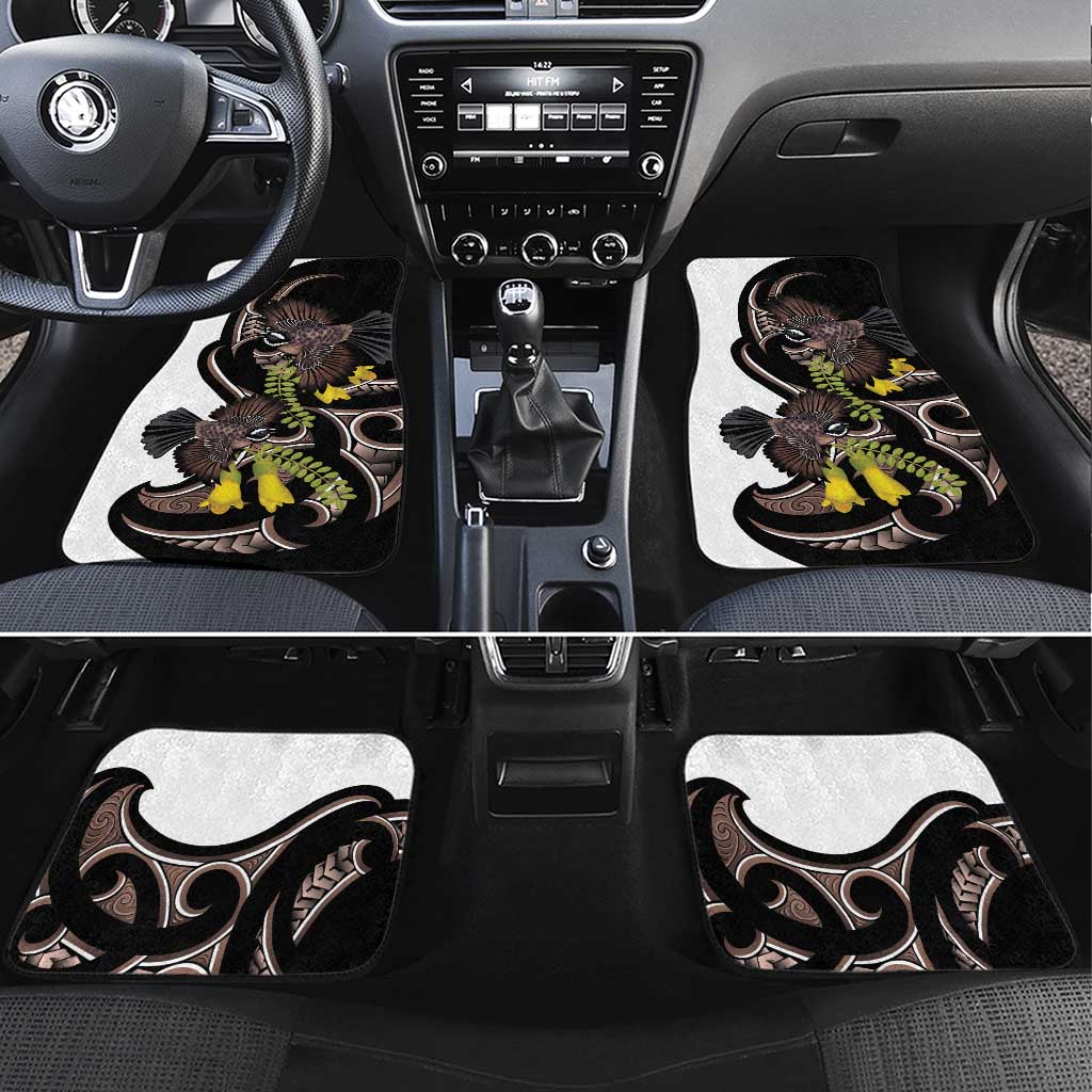 New Zealand Valentines Day Car Mats Piwakawaka Lovers Maori Koru Tattoo - Polynesian Pride