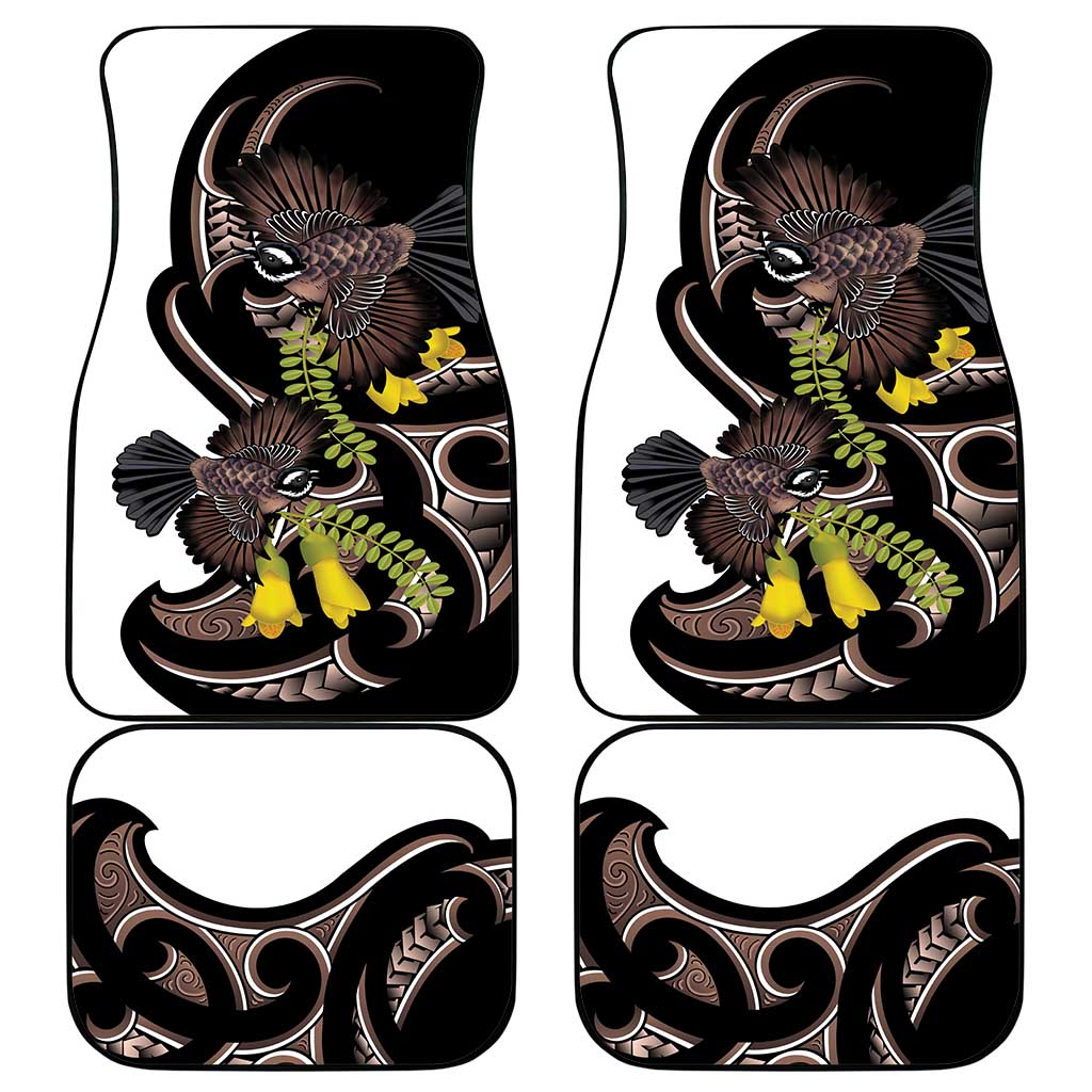 New Zealand Valentines Day Car Mats Piwakawaka Lovers Maori Koru Tattoo - Polynesian Pride