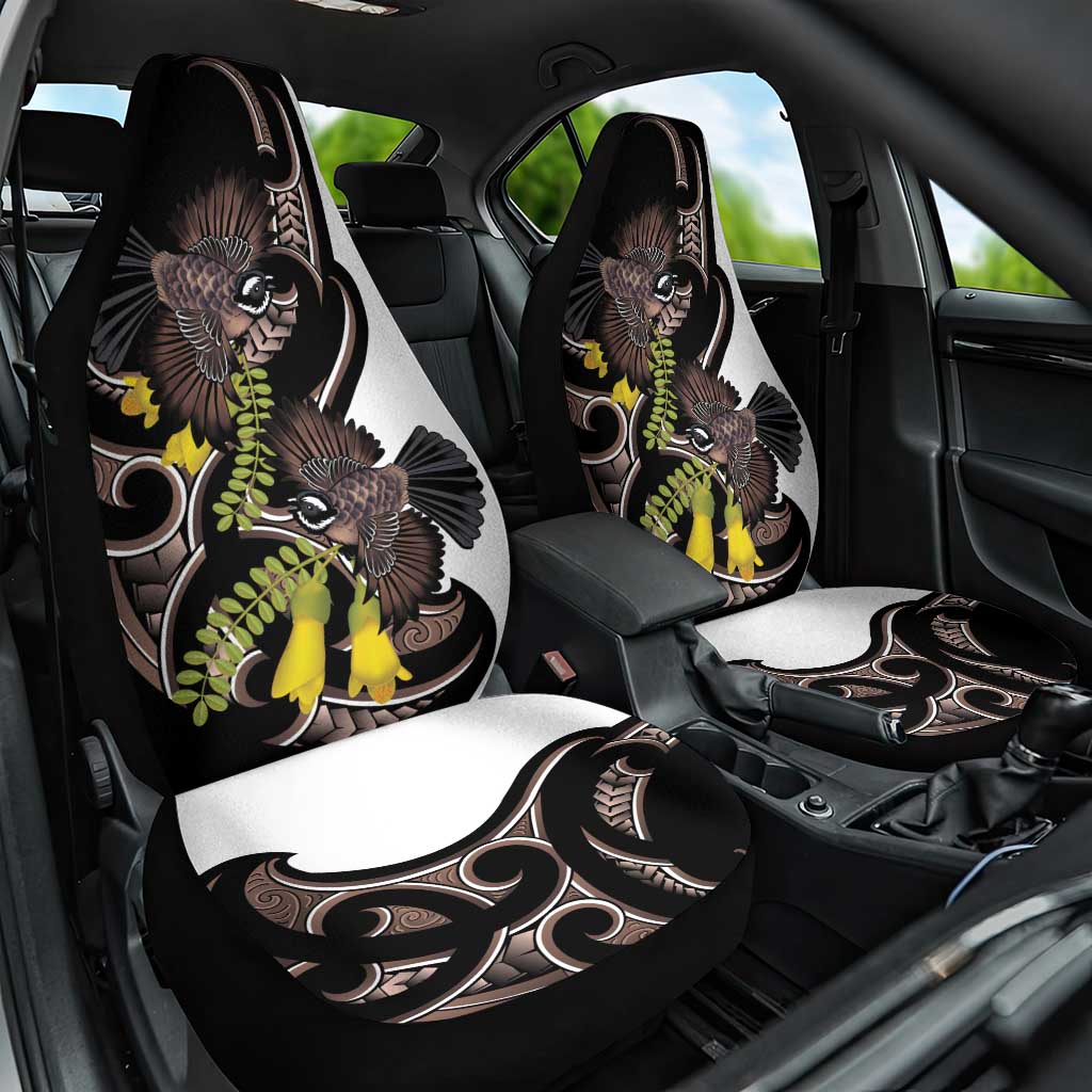 New Zealand Valentines Day Car Seat Cover Piwakawaka Lovers Maori Koru Tattoo - Polynesian Pride