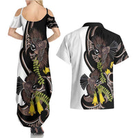 New Zealand Valentines Day Couples Matching Summer Maxi Dress and Hawaiian Shirt Piwakawaka Lovers Maori Koru Tattoo - Polynesian Pride