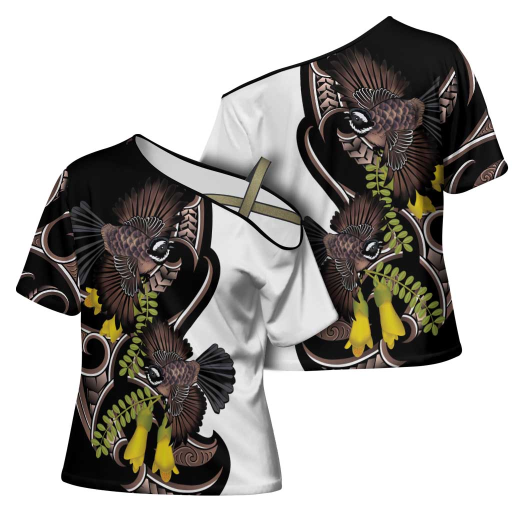 New Zealand Valentines Day Cross Shoulder Shirt Piwakawaka Lovers Maori Koru Tattoo LT14 - Polynesian Pride
