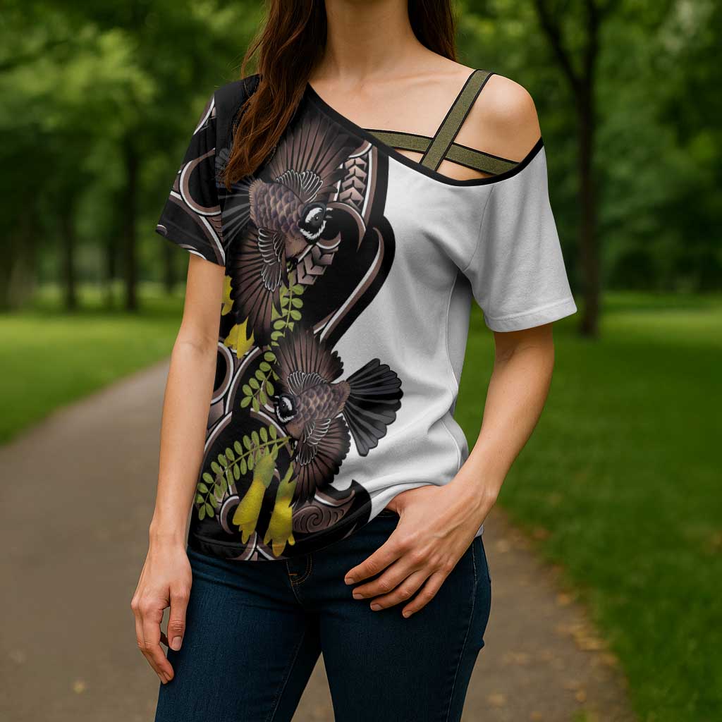 New Zealand Valentines Day Cross Shoulder Shirt Piwakawaka Lovers Maori Koru Tattoo LT14 - Polynesian Pride