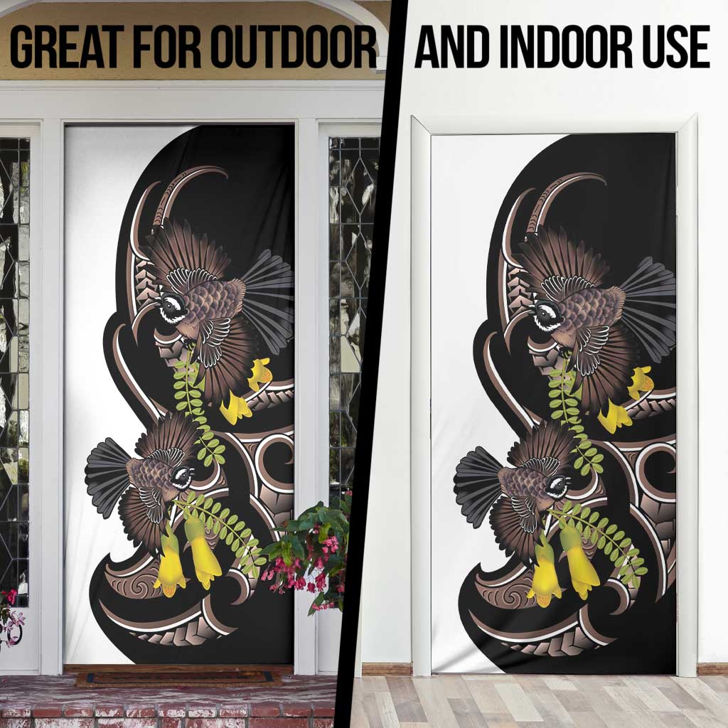 New Zealand Valentines Day Door Cover Piwakawaka Lovers Maori Koru Tattoo - Polynesian Pride