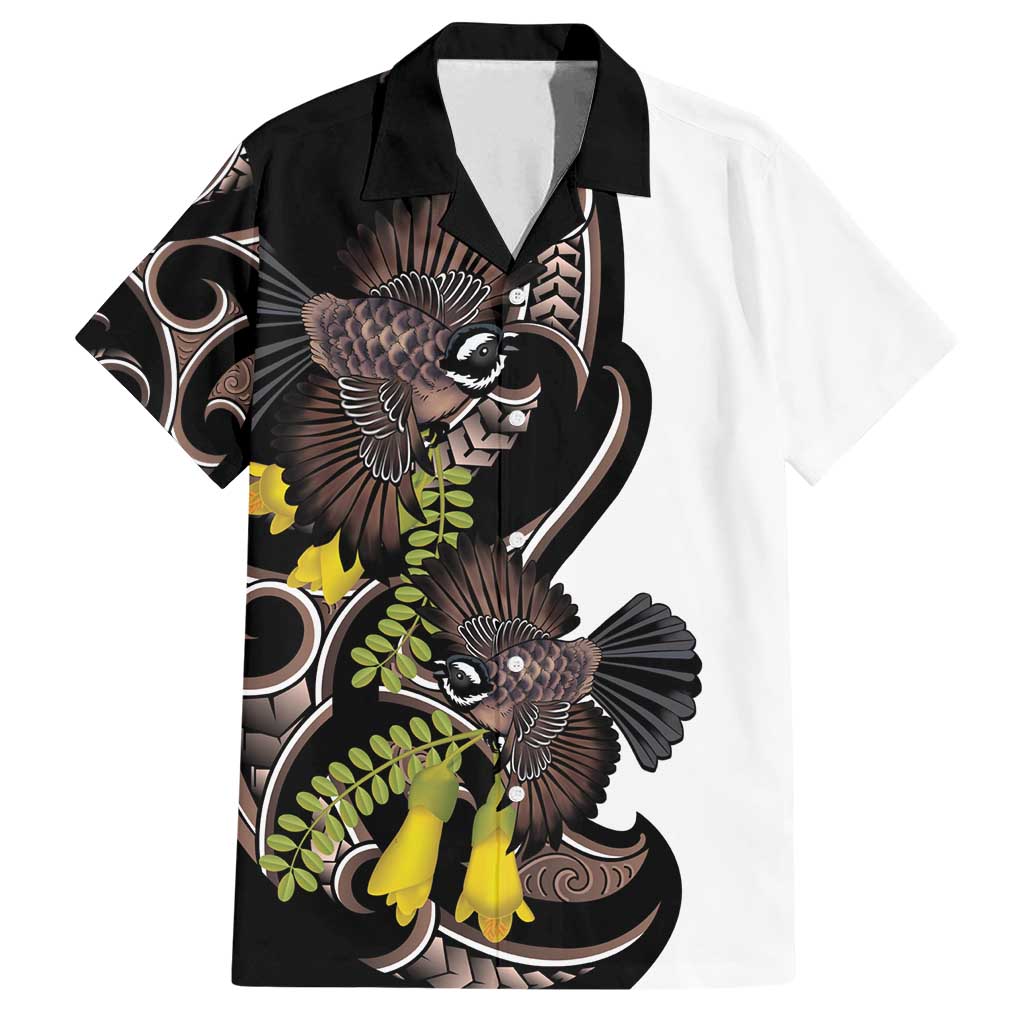 New Zealand Valentines Day Family Matching Long Sleeve Bodycon Dress and Hawaiian Shirt Piwakawaka Lovers Maori Koru Tattoo LT14 Dad's Shirt - Short Sleeve Black - Polynesian Pride